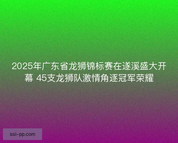 2025年广东省龙狮锦标赛在遂溪盛大开幕 45支龙狮队激情角逐冠军荣耀